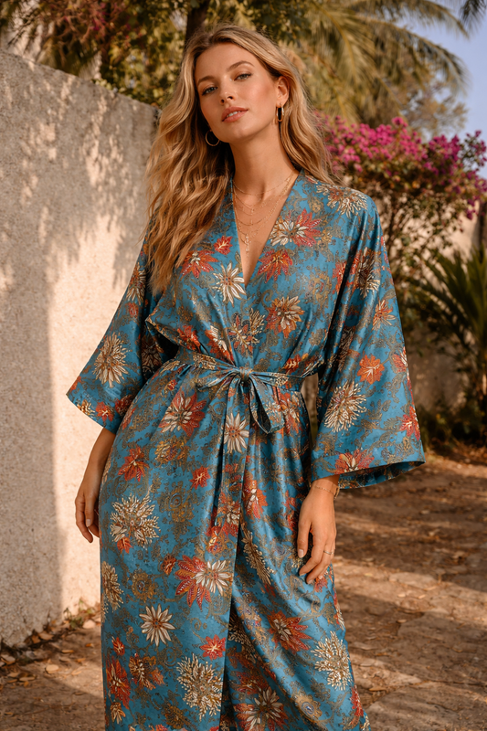 Kimono Turquoise Jardin